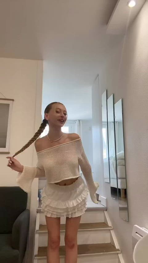 blonde russian skirt gif