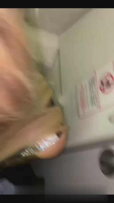 Busty mom airplane blowjob