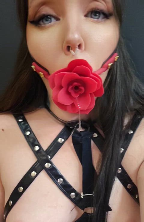 alt alternative bdsm ball gagged drool drooling female gag gagged kinky gif