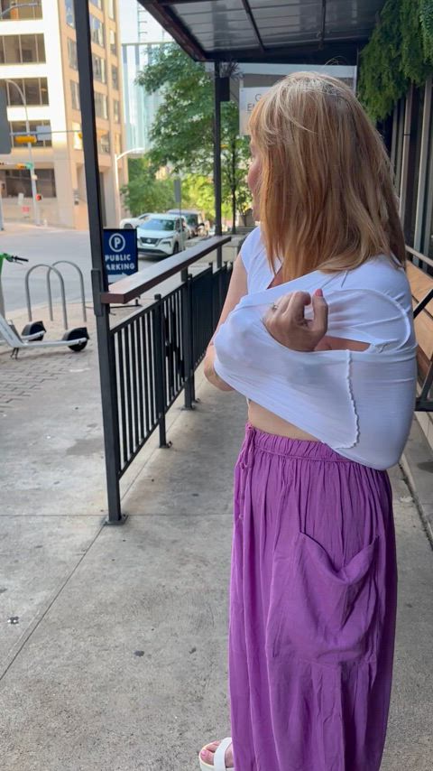 Fixing my inside out shirt in public 