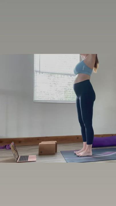 Pregnant Redhead Yoga gif
