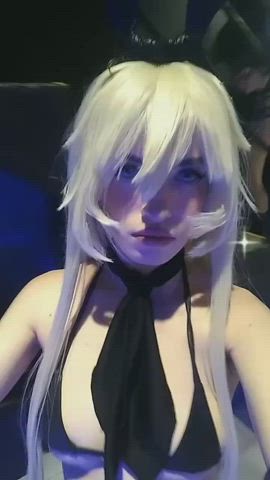 blonde cosplay girls gif