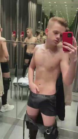 Having fun in changing room