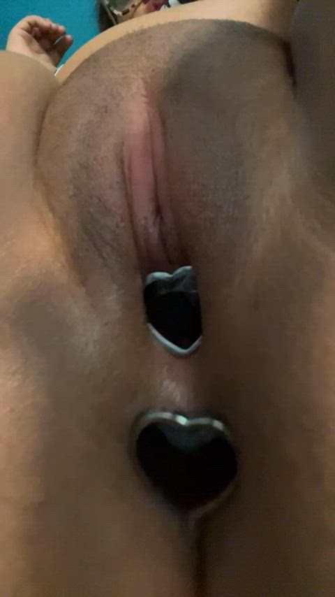 butt plug double penetration plugged squirt gif