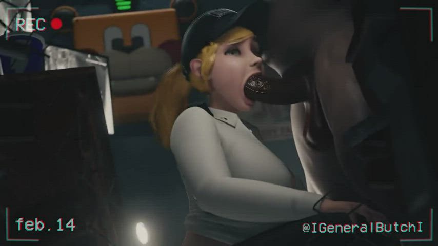 Animation Blonde Blowjob Cam Camgirl Deepthroat Face Fuck Ponytail gif