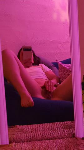 fingering labia masturbating mirror gif