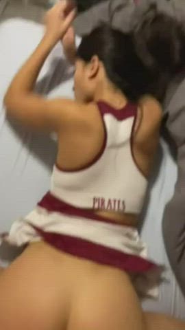 Asian teen cheerleader, cum on butt