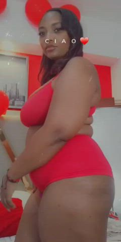 BBW Big Ass Big Tits Curvy Ebony Red Fox Sensual Sex gif
