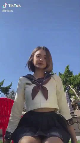 asian boobs cute filipina grinding schoolgirl thick thighs tiktok gif