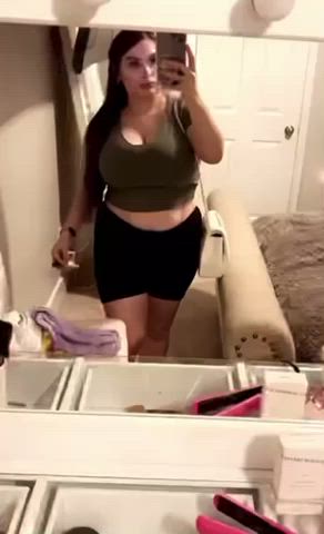 Big Tits Clothed MILF gif