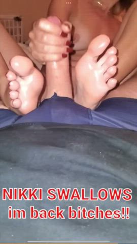 bwc cum cumshot feet feet fetish foot fetish footjob small tits tits toes gif