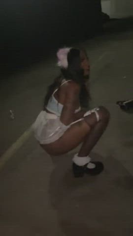 Ass Ebony Heels Outdoor Panties Piss Pissing Public Skirt Voyeur gif