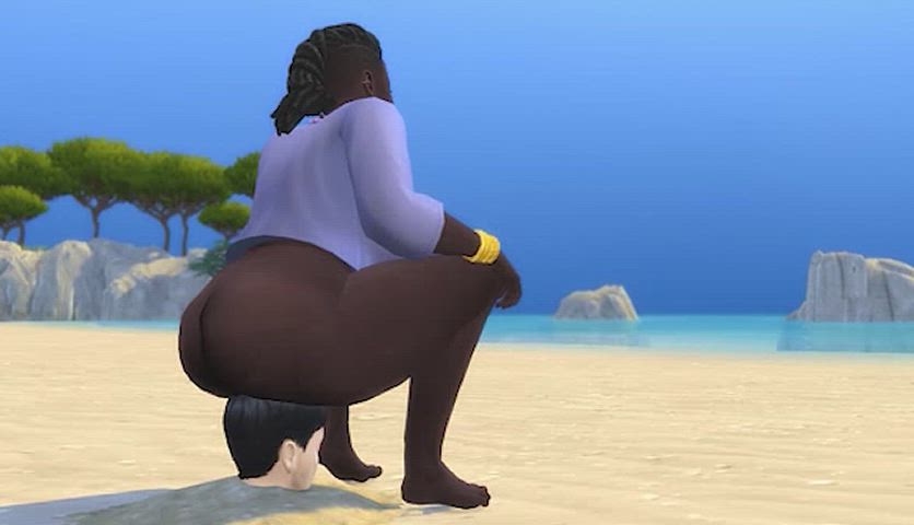 bdsm beach big ass domination ebony facesitting fart fart fetish femdom thick gif