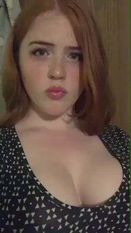 Ahegao Amateur Cleavage Tongue Fetish White Girl gif