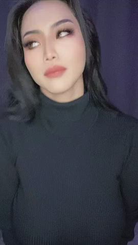 ahegao asian big tits strip tease tiktok titty drop gif