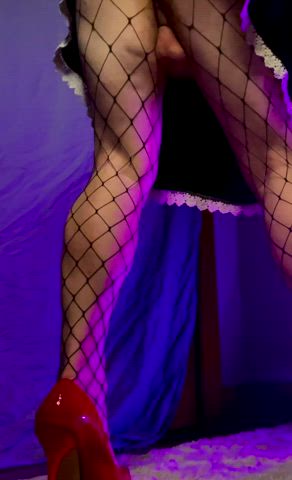 crossdressing fishnet sissy slut gif