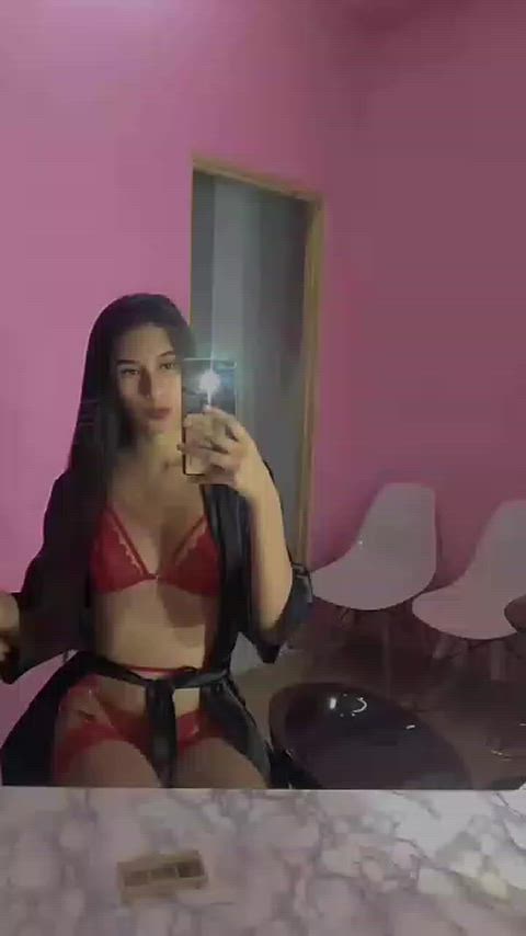 latina lingerie long hair sensual skinny teen gif