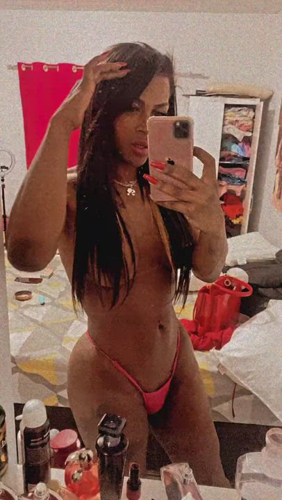Brazilian Cute Gabriela Correa Mirror Selfie Topless Trans gif