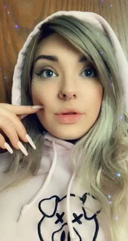 Ahegao Blonde Nails Piercing Pink Spit Tongue Fetish gif