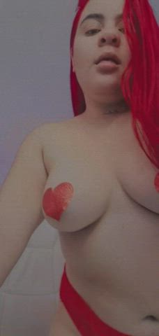 bbw big tits boobs chubby curvy latina panties redhead webcam gif
