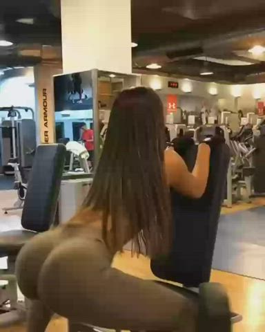 Gym Workout Fitness Watching Spy Babe Ass Public gif