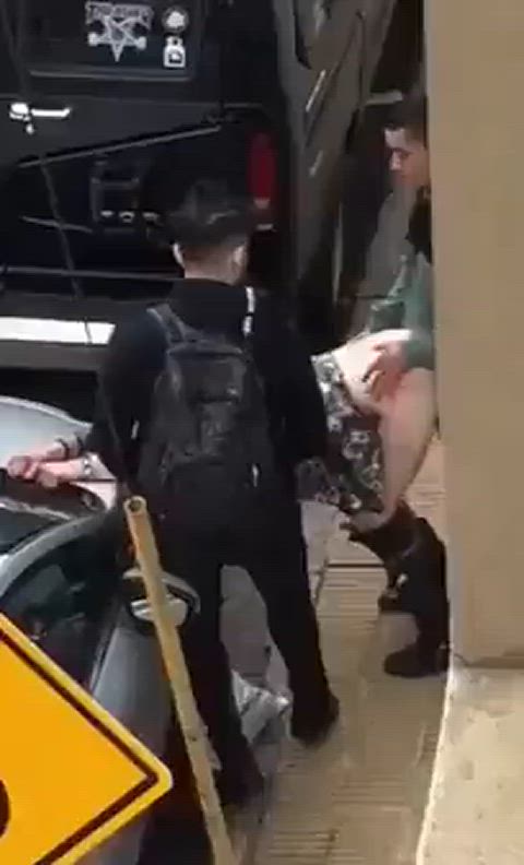 blonde car caught mmf public threesome r/caughtpublic gif