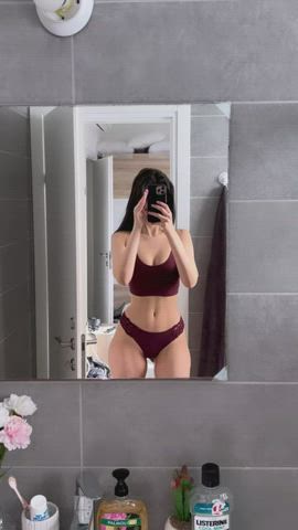 Ass Brunette Mirror gif