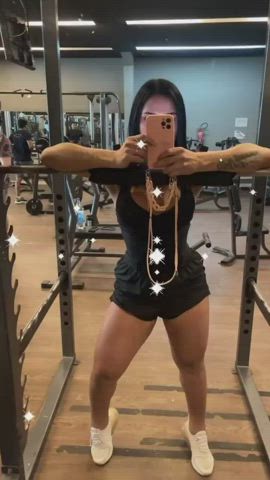 Big Tits Brazilian Brunette Fitness Gym Selfie Trans Trans Woman gif