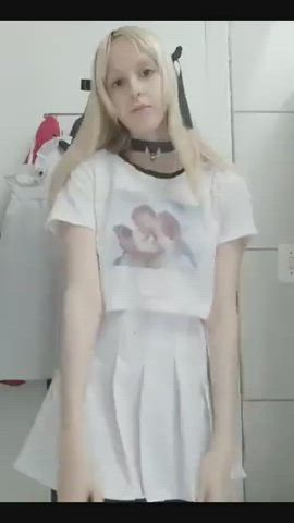 blonde skirt teen gif