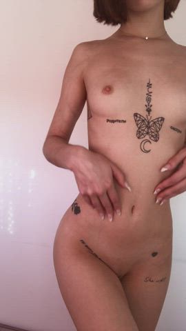 Blonde Model Nude Art OnlyFans Skinny Small Nipples Small Tits Tattoo Teen gif