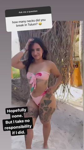 Latina Big Ass Ass Booty Thick Tattoo Beach Bikini gif