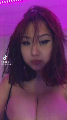 Asian Big Tits Boobs Dress Huge Tits Teasing Teen TikTok gif