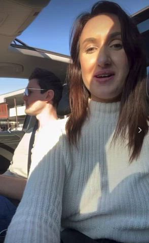 big tits car public gif