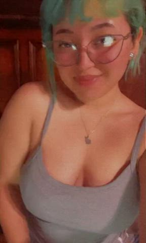 Big Tits Cute Gamer Girl Glasses Kiss gif