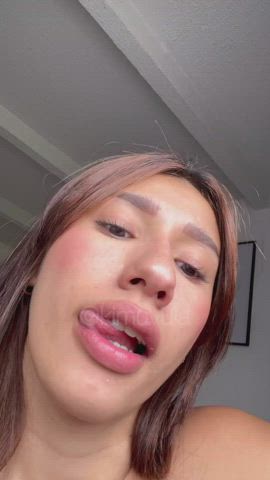 brunette deepthroat lips tiktok gif