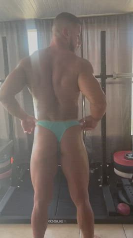 bending over gay gym stripping thong workout gif