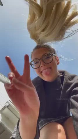 Fingering Glasses Public Pussy Teen gif