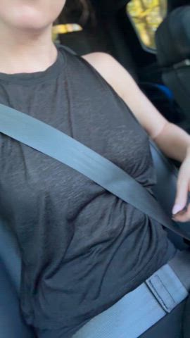 car flashing natural tits gif