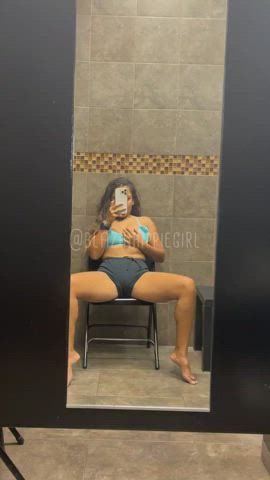 brunette changing room curly hair hispanic latina legs mirror onlyfans selfie gif