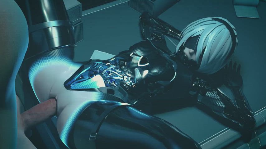 3d animation bwc latex latex gloves legs up mask missionary orgasm robot gif