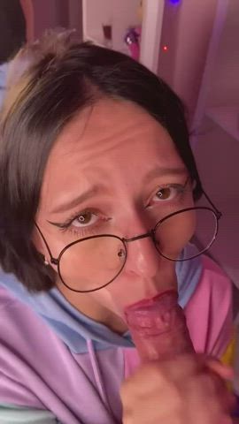 Blowjob Cum Cum In Mouth Cumshot Facial Glasses Oral Step-Daughter gif