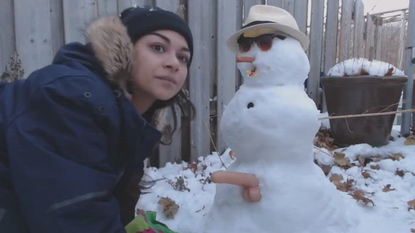 She really loves her snowman
