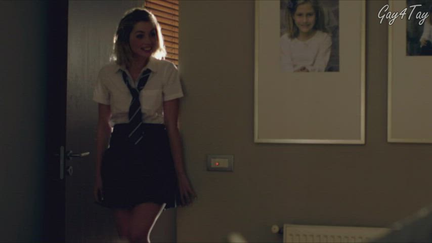 ana de armas celebrity teasing schoolgirl uniform role play movie talking dirty gif