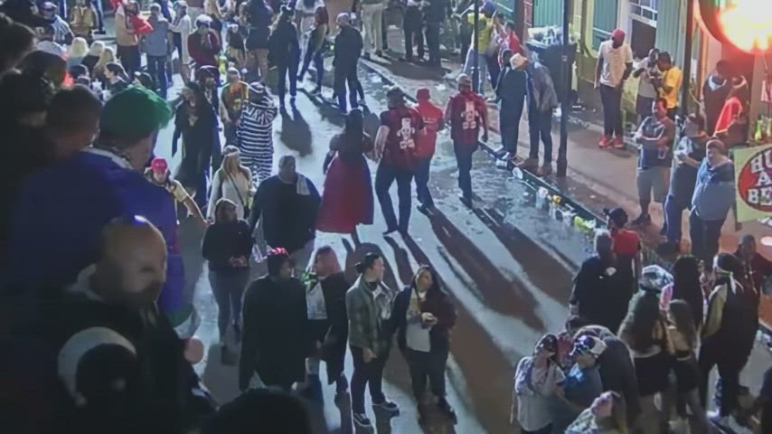 Boobs for beads on halloween Bourbon Street New Orleans Earthcam