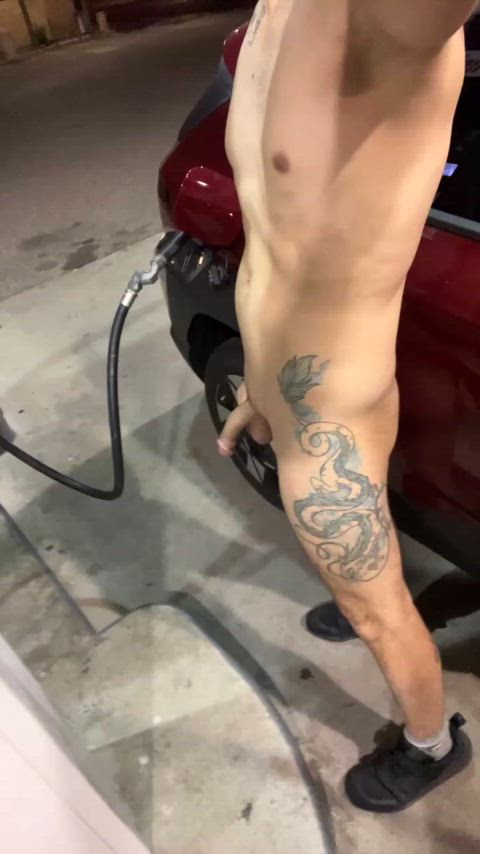 Part 2 of pumping gas naked. Help me record next time and maybe more 😉😏