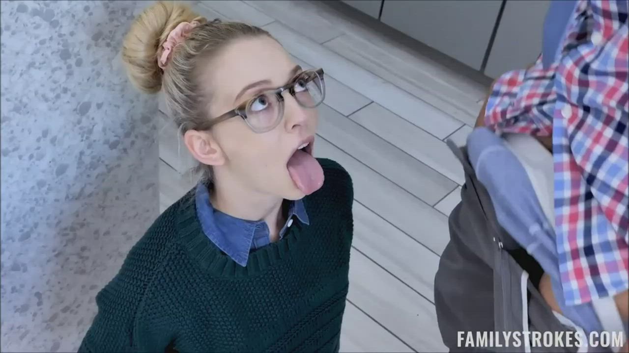 Blonde Blowjob Face Fuck Facial Glasses Nerd gif