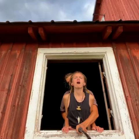 Hippie Girl Fucked in Barn Window