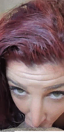 Blowjob Cam Camgirl Deepthroat Eye Contact MILF POV Redhead Webcam gif