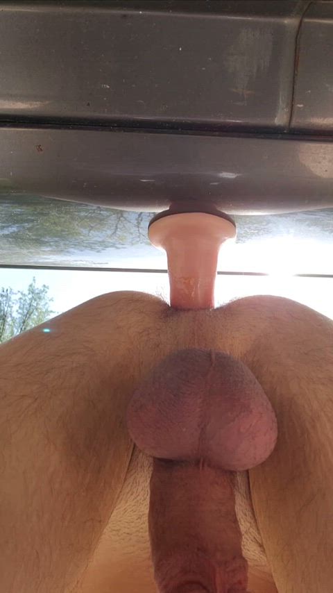 amateur anal anal play ass asshole cock dildo homemade male masturbation outdoor