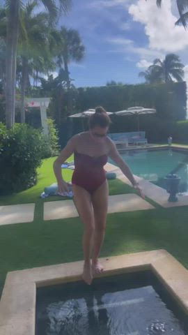 brunette celebrity cleavage milf natural tits swimsuit gif